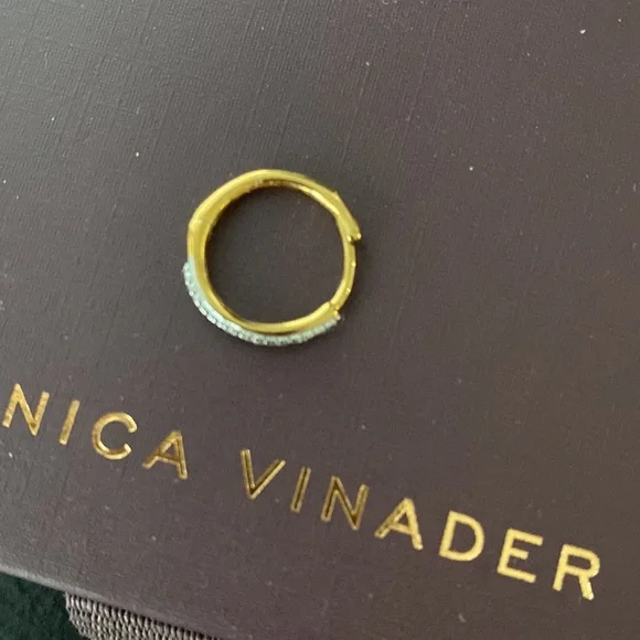 Monica Vinader NWOT Riva Mini Diamond Huggie Hoop Earrings - Picture 3 of 5